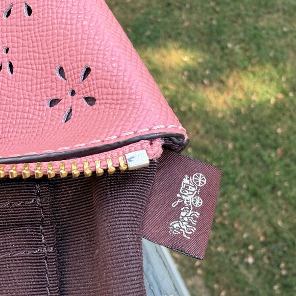 Coach Pink Crossgrain Leather Laser Cut Wristlet (EUC) - Picture 12 of 13